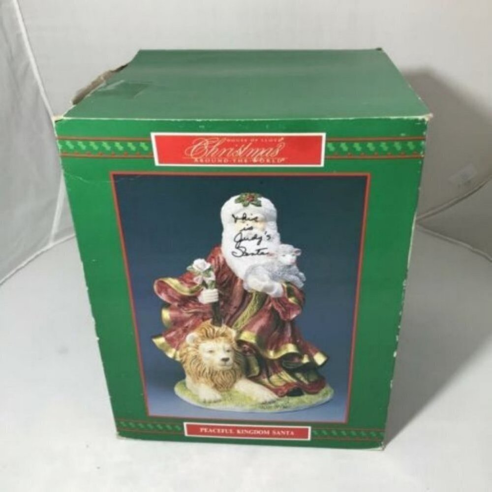 House of Lloyd Peaceful Kingdom Santa with Lion Music Box Christmas Holiday